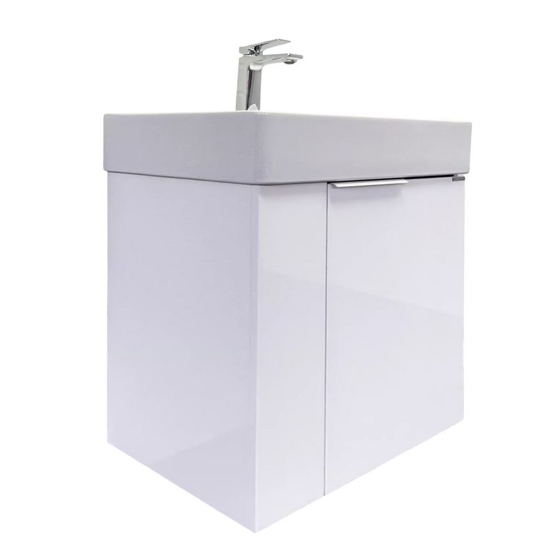 Тумба подвесная Comforty Асти 60П с раковиной CF3WL032 белый глянец