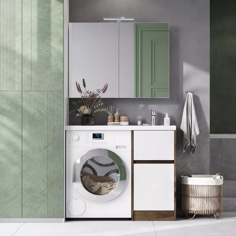 Зеркало шкаф Акватон Лондри 100 белый глянцевый