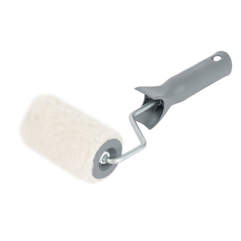 Валик с ручкой 100мм натуральный мех, ядро 42мм, ворс 14мм, неразборный Марта