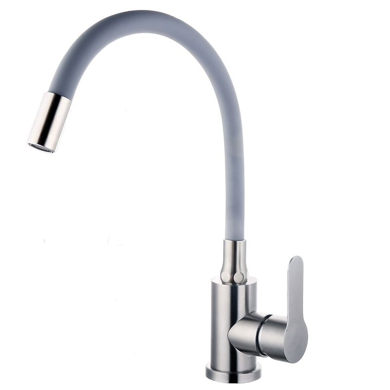 Смеситель для кухни с гибким изливом Fashun серый/ хром A54101-12