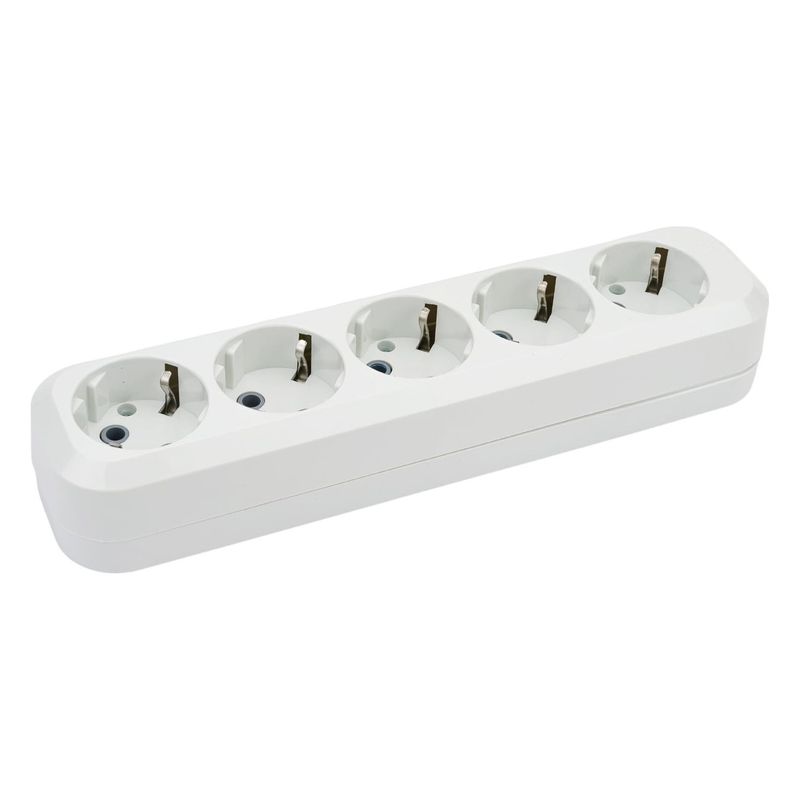 Колодка 5 гнезд с заземлением 16А  250В IP20 белая TDM