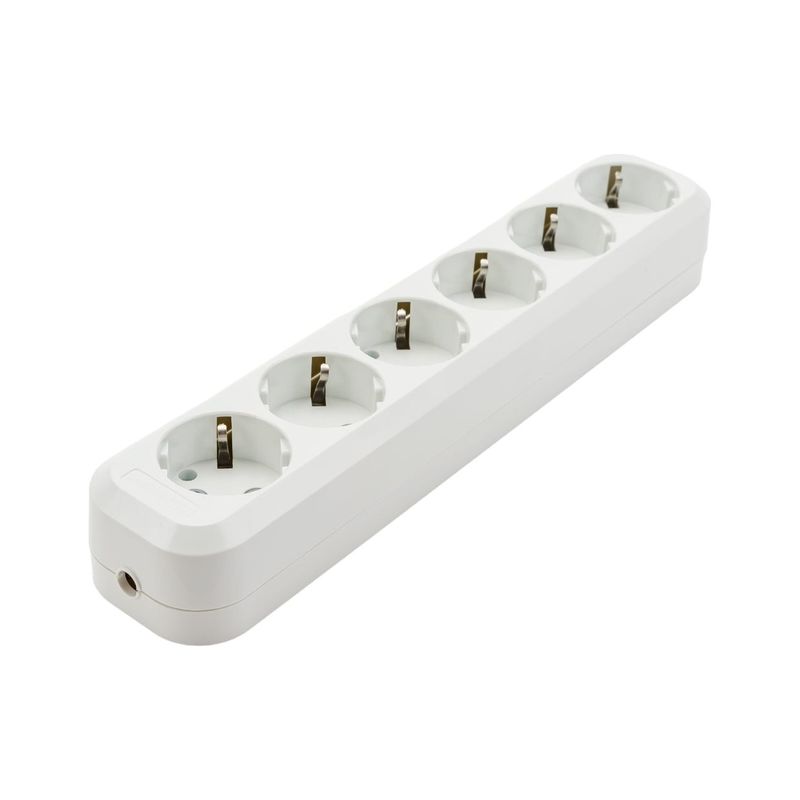 Колодка 6 гнезд с заземлением 16А 250 В IP20 белая TDM
