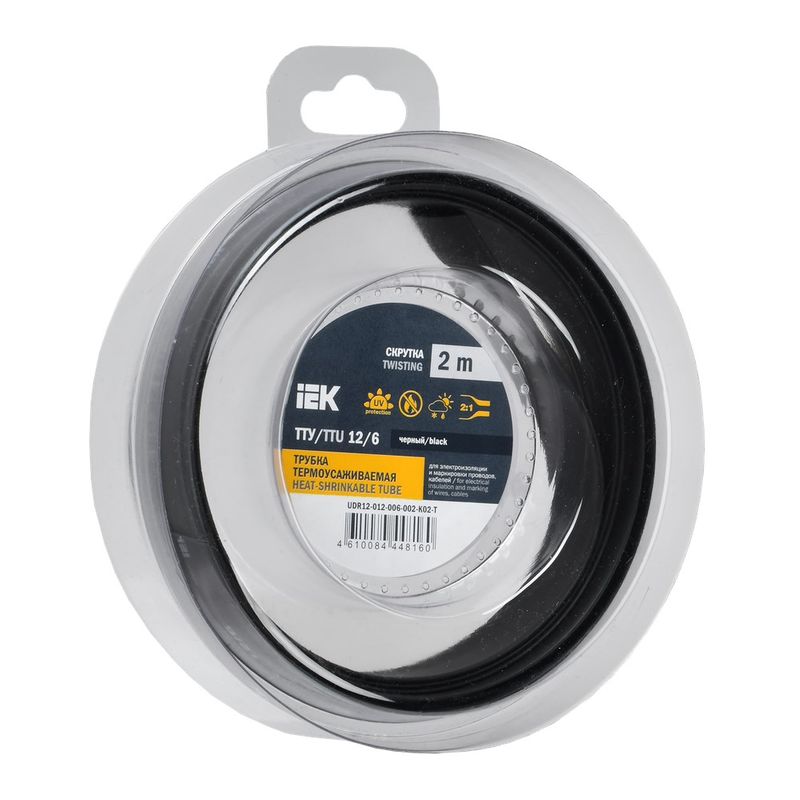 Трубка термоусадочная ТТУ нг-LS 12/6 черная 2 м IEK