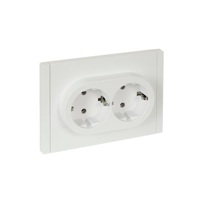 Розетка двухместная с заземлением Forte&Piano белая IP20 IEK