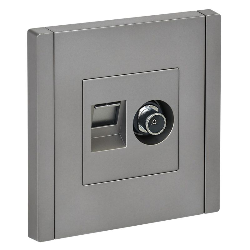 Розетка ТВ+RJ45 5E Forte&Piano сталь IP20 IEK