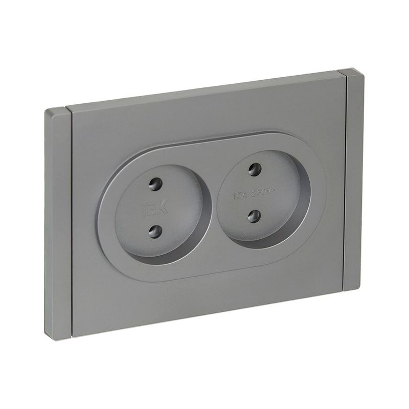 Розетка двухместная без заземления Forte&Piano сталь IP20 IEK