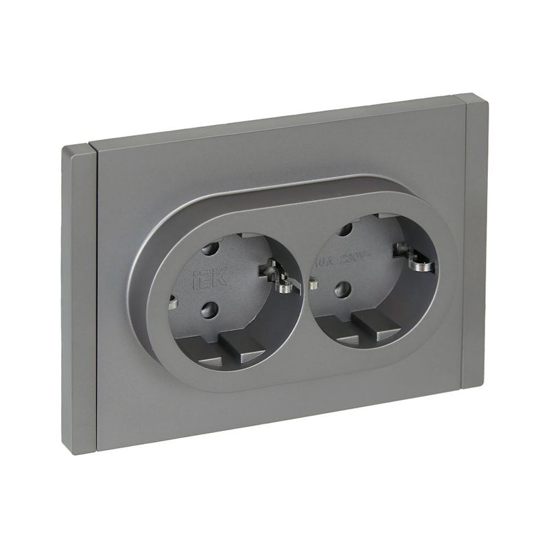 Розетка двухместная с заземлением Forte&Piano сталь IP20 IEK