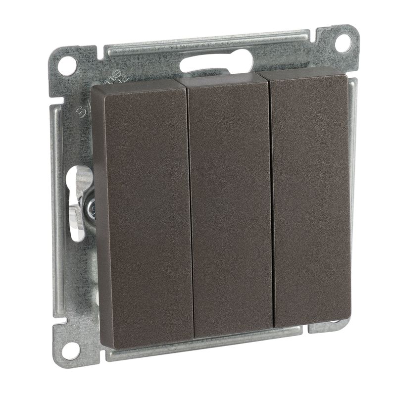 Механизм выключателя трехклавишный AtlasDesign мокко IP20 Systeme Electric