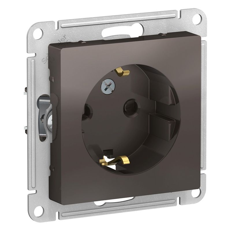 Механизм розетки с заземлением со шторками AtlasDesign мокко IP20 Systeme Electric