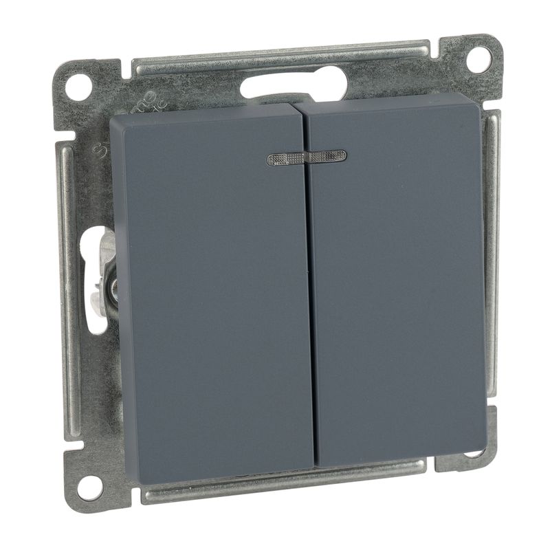 Механизм выключателя двухклавишный с подсветкой AtlasDesign грифель IP20 Systeme Electric