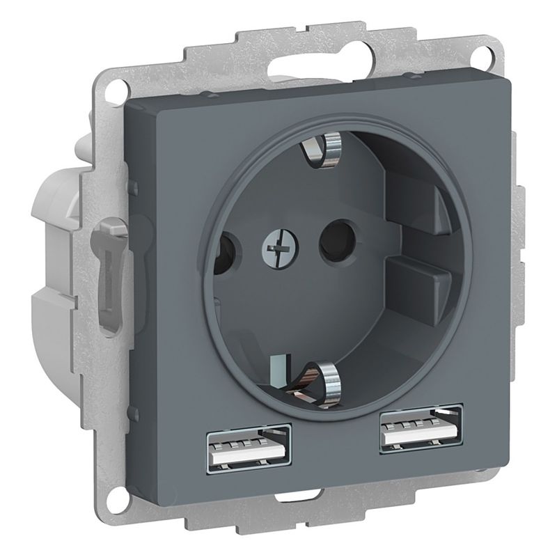 Механизм розетки с USB-2шт AtlasDesign грифель IP20 Systeme Electric