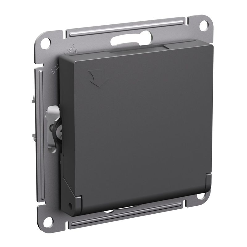 Механизм розетки с заземлением со шторками и крышкой AtlasDesign базальт IP20 Systeme Electric