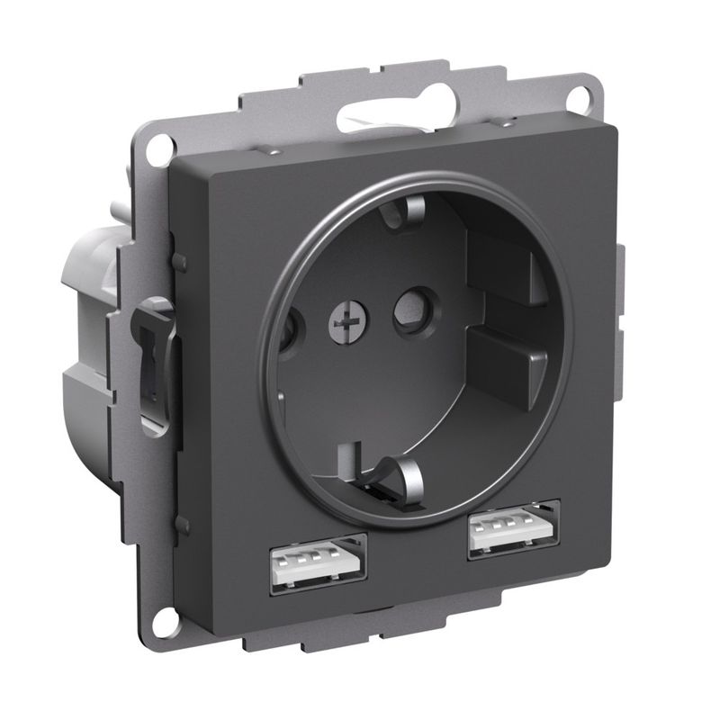 Механизм розетки с USB-2шт AtlasDesign базальт IP20 Systeme Electric