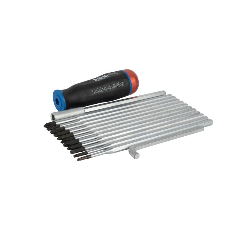 Отвертка динамометрическая с набором стержней 1,5-3 Нм 12 шт Felo