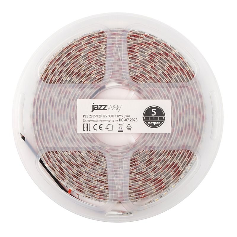 Лента светодиодная 12Вт/м 12В IP65 теплый белый свет 3000К 5 м JazzWay