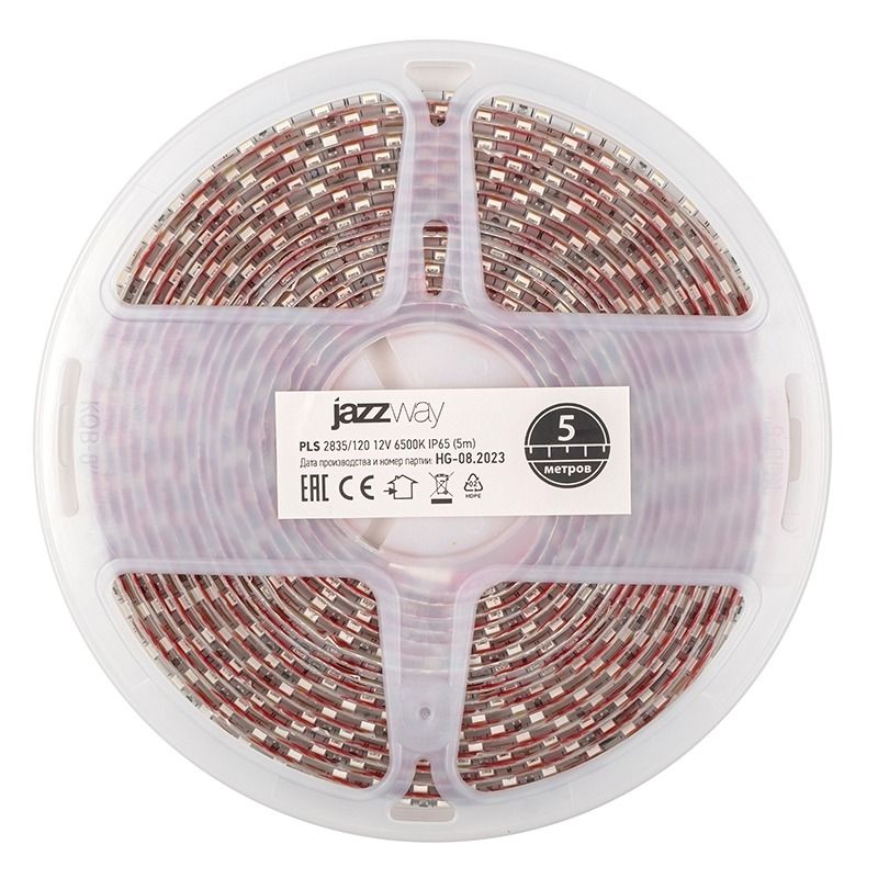 Лента светодиодная 12Вт/м 12В IP65 холодный белый свет 6500К 5 м JazzWay