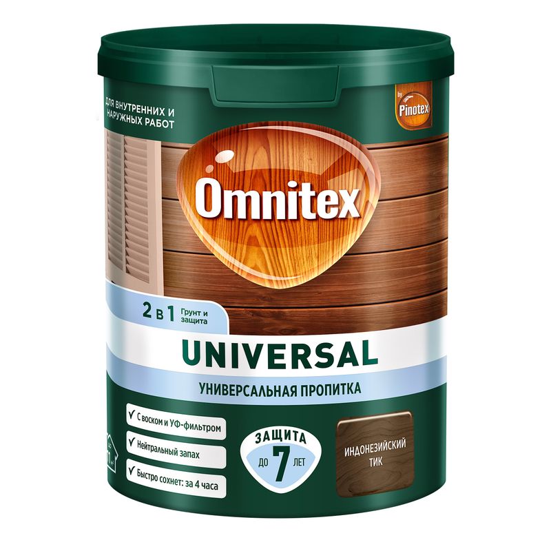 Пропитка 2в1 Omnitex Universal индонезийский тик полуматовая 0,9л
