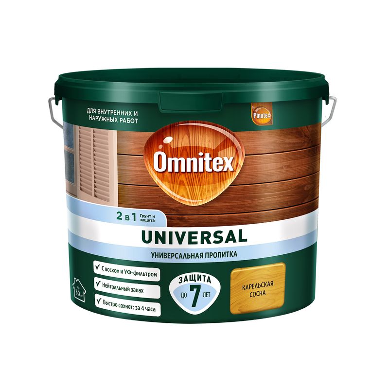 Пропитка 2в1 Omnitex Universal карельская сосна полуматовая 2,5л