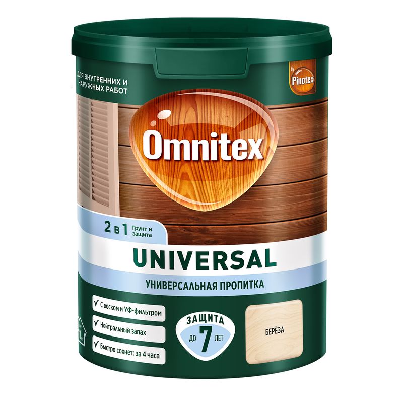 Пропитка 2в1 Omnitex Universal береза полуматовая 0,9л