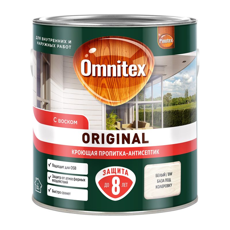 Декоративно-защитное средство для дерева Omnitex Original (база BW) полуматовое 2,7л