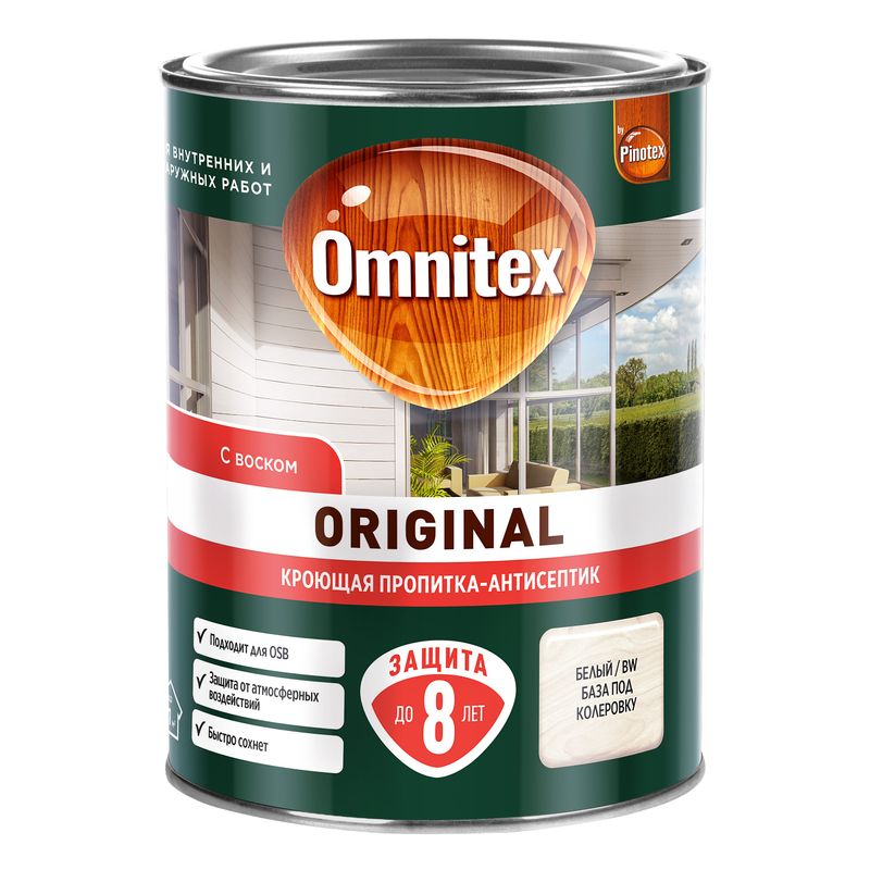 Декоративно-защитное средство для дерева Omnitex Original (база BW) полуматовое 0,9л