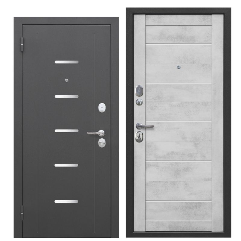 Дверь входная металлическая Ferroni Гарда антик серебро\бетон снежный 960мм левая