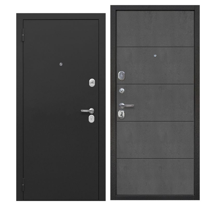 Дверь входная металлическая Ferroni Гарда букле черный\бетон графит 860мм левая