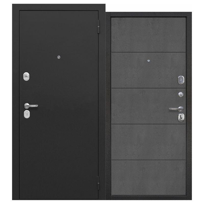 Дверь входная металлическая Ferroni Гарда букле черный\бетон графит 860мм правая