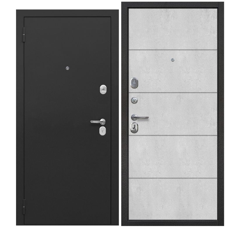 Дверь входная металлическая Ferroni Гарда букле черный\бетон снежный 860мм левая