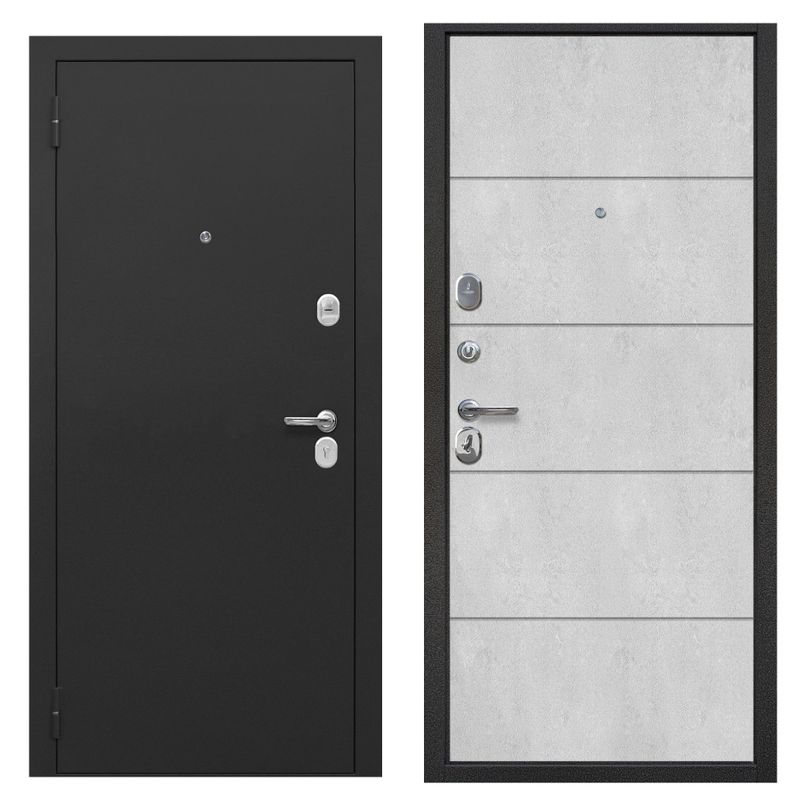 Дверь входная металлическая Ferroni Гарда букле черный\бетон снежный 960мм левая