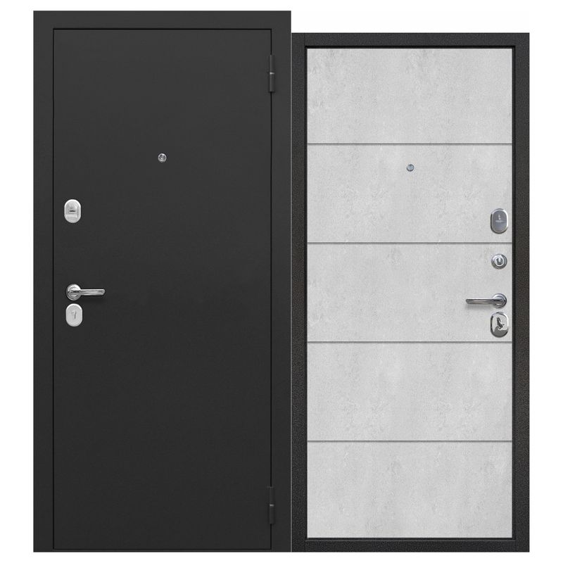 Дверь входная металлическая Ferroni Гарда букле черный\бетон снежный 960мм правая