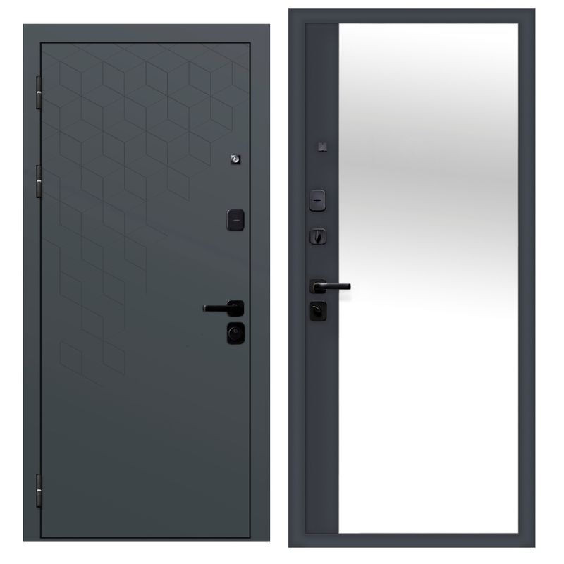 Дверь входная металлическая с зеркалом Ferroni Концепт муар\сатин графит 960мм левая