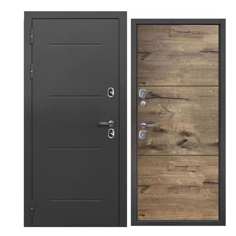 Дверь входная металлическая с терморазрывом Ferroni Isoterma антик серебро\дуб пацифик 960мм левая