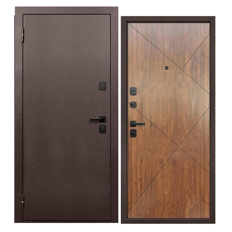 Дверь входная металлическая Ferroni Гарда медный антик\мореная береза 960мм левая