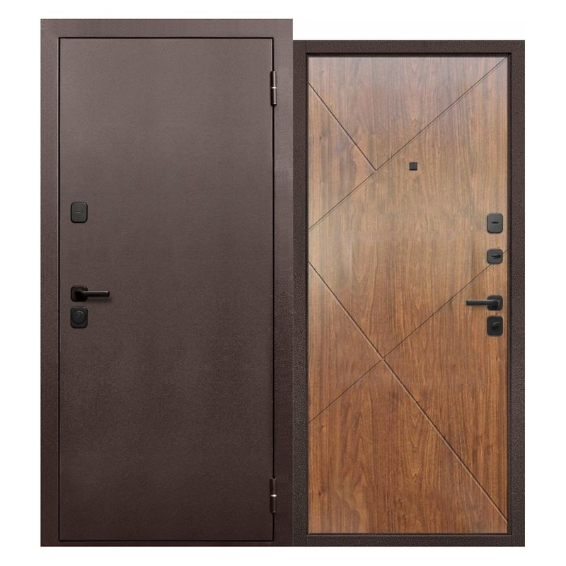 Дверь входная металлическая Ferroni Гарда медный антик\мореная береза 960мм правая