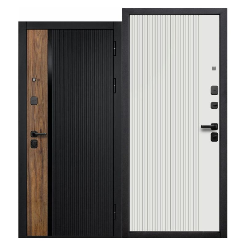 Дверь входная металлическая Ferroni Кантри сатин графит\эмалит белый 960мм правая