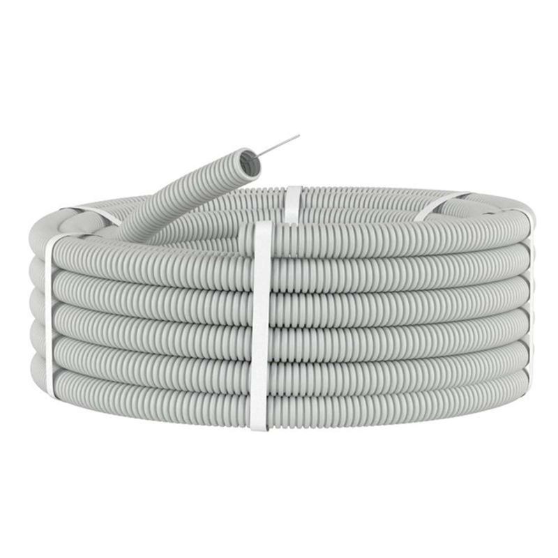 Труба гофрированная ПВХ 16мм с протяжкой серая 100м УралПак