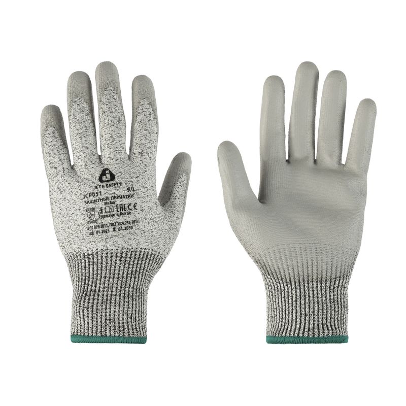 Перчатки для защиты от порезов 5 класс с полиуретановым покрытием Jeta Safety