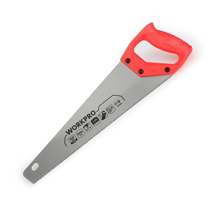 Ножовка по дереву 350мм, 7TPI, линейка, пластиковая рукоятка Workpro