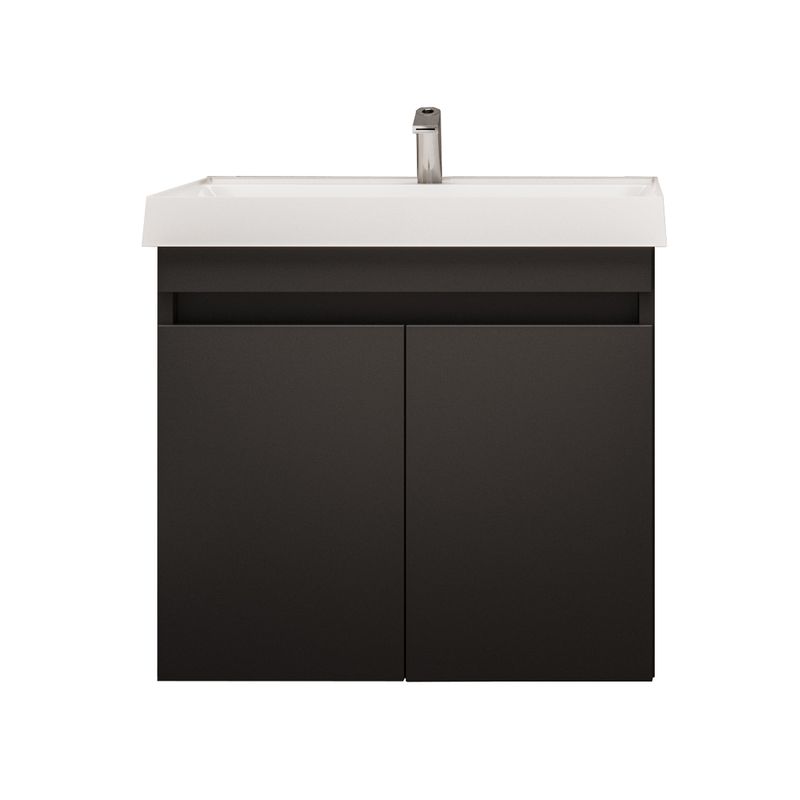 Тумба подвесная Garda Izeo 60см с раковиной Дакота 60см черный шагрень