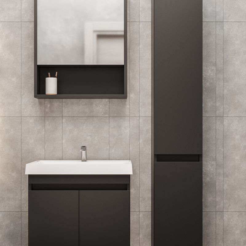 Шкаф пенал подвесной Garda Izeo 30см черный шагрень