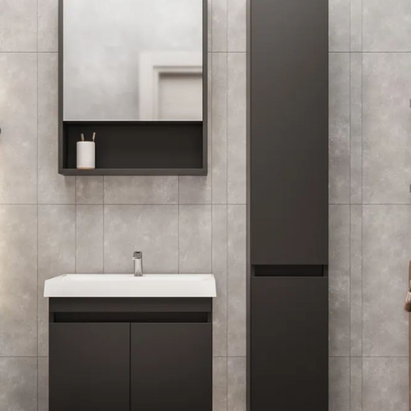 Зеркало шкаф Garda Izeo 60см черный шагрень