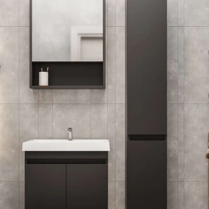 Зеркало шкаф Garda Izeo 60см черный шагрень