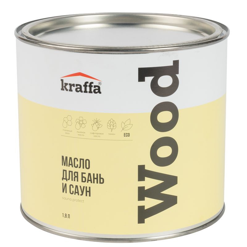 Масло для бань и саун Kraffa бесцветное матовое 1,8л