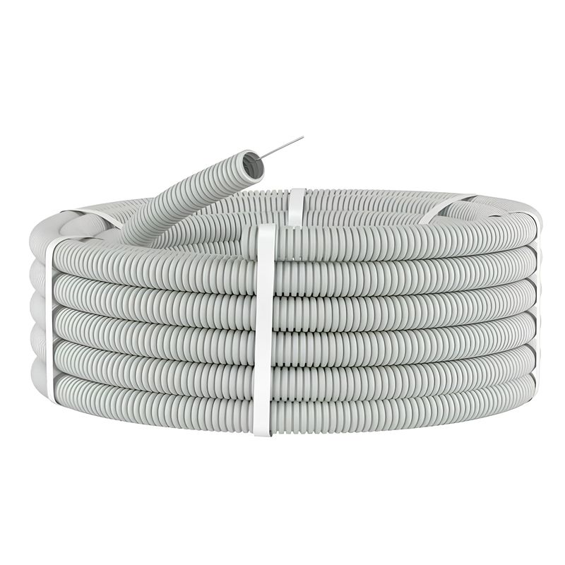 Труба гофрированная ПВХ 20мм с протяжкой серая 100м УралПак