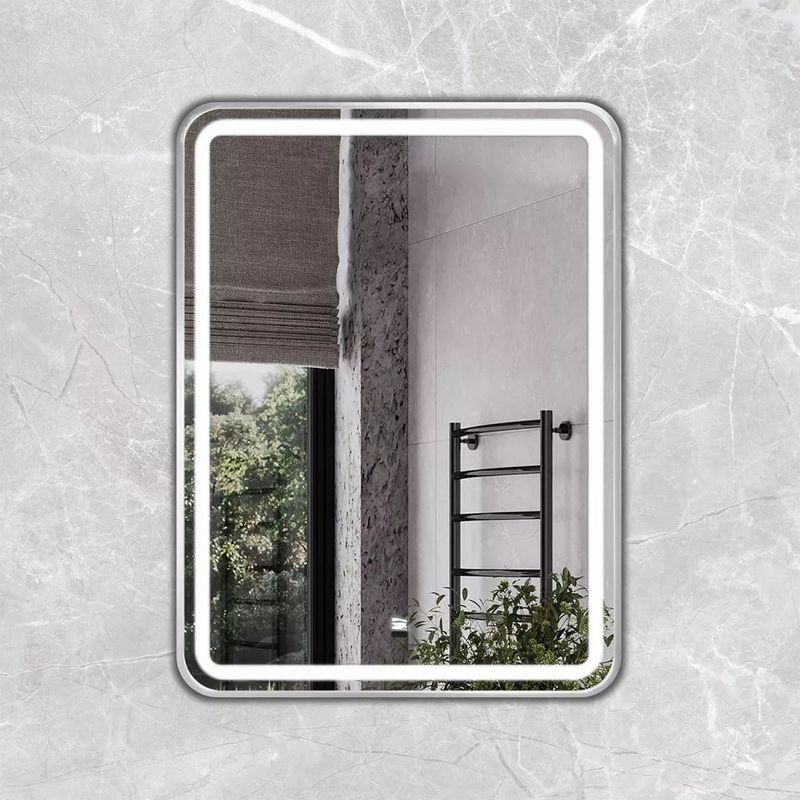 Зеркало Comforty Ситара-60 с LED подсветкой и сенсором серебряное матовое