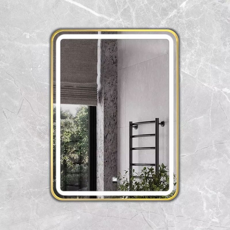 Зеркало Comforty Ситара-60 с LED подсветкой и сенсором золотое матовое