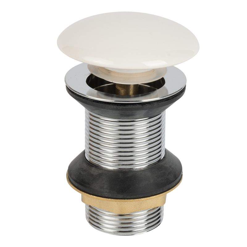 Донный клапан для раковины 1 1/4" клик-клак без перелива круглый белый Masterprof