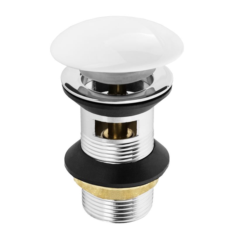 Донный клапан для раковины 1 1/4" клик-клак с переливом квадратный белый Masterprof