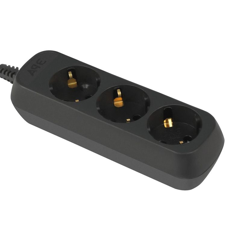 Колодка розеточная 3 гнезда с заземлением 16А 250В IP20 черная Эра